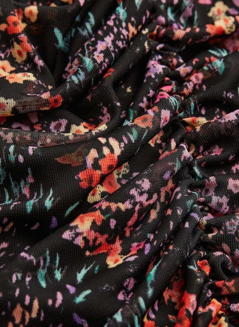 H&M Floral Ruched Mini Dress