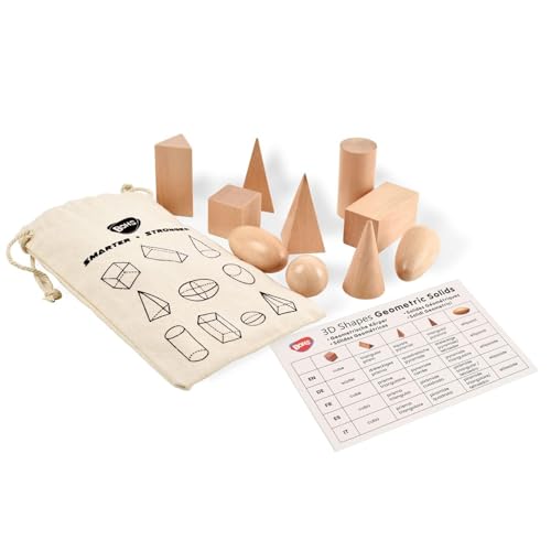 BOHS Geometric Solids Guess Game 3D Shapes Miniature Set Wooden Montessori Toys Ages 3 and Up - Image 1