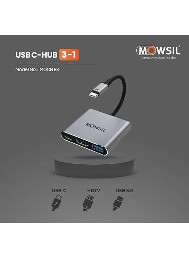 MOWSIL USB C Hub 3-in-1 Type C to 3 Ports USB 3.0 Adapter USB Dongle with Nylon Braided Cable Laptop Accessories High-Speed USB Splitter Compatible with MacBook Pro/Air, iPad Pro, Dell, iMac,etc  - Image 2