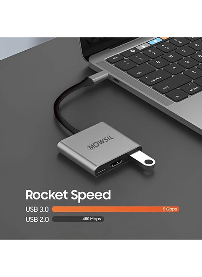 MOWSIL USB C Hub 3-in-1 Type C to 3 Ports USB 3.0 Adapter USB Dongle with Nylon Braided Cable Laptop Accessories High-Speed USB Splitter Compatible with MacBook Pro/Air, iPad Pro, Dell, iMac,etc  - Image 3