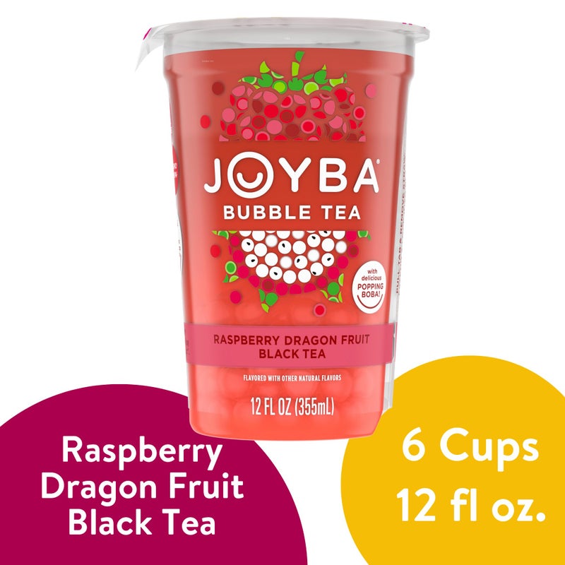 Joyba Bubble Tea Raspberry Dragonfruit Black Tea Bubble Tea, 6 Pack, 12 fl. oz. Cups - Image 2