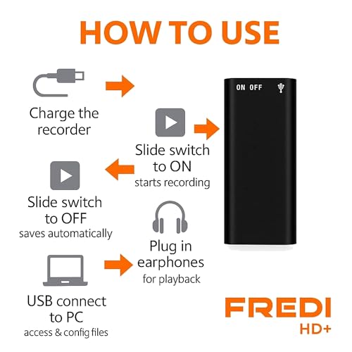 FREDI HD PLUS Mini Digital Voice Recorder with 8GB Inbuilt Memory | Small Size Portable Audio Recorder | One-Click Operation | Ideal for Indoor & Outdoor Use – Classes, Office, Interviews, Travel - Image 3