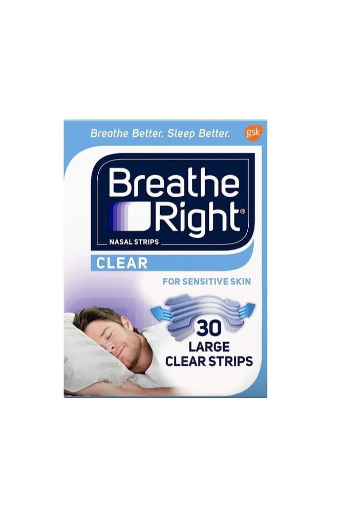 Breathe Right Nasal Strips Clear For Sensitive Skin Large 30 Each 
