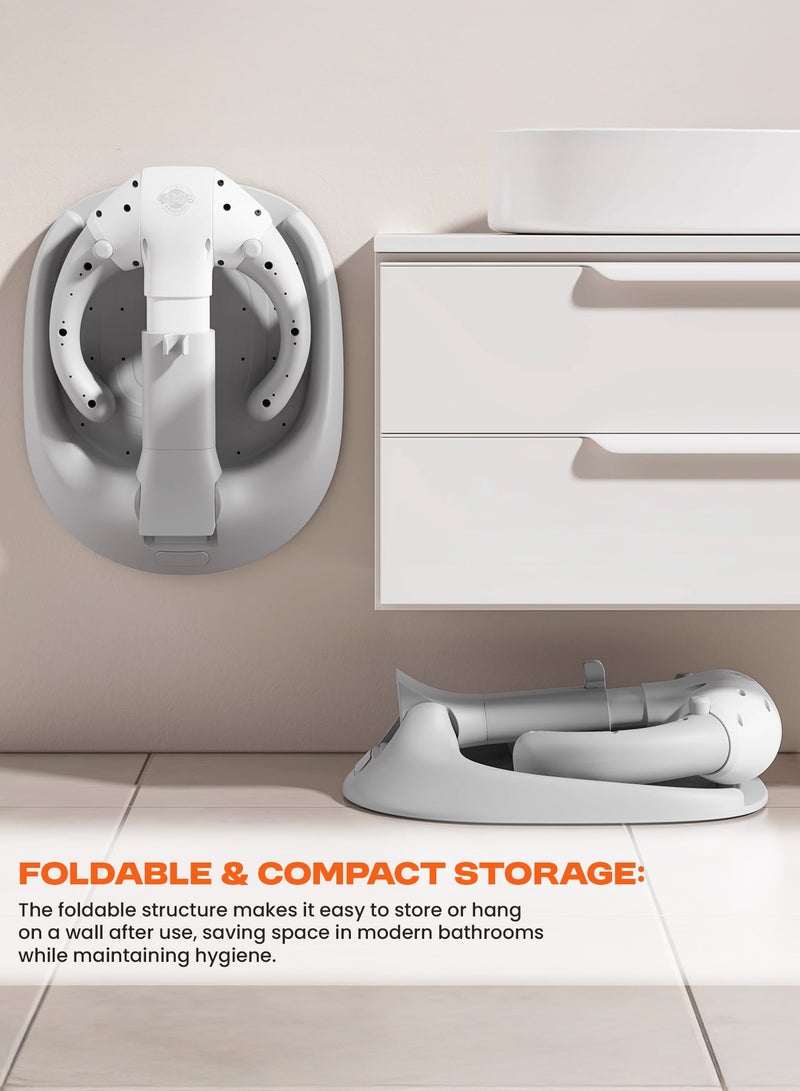 BAYBEE Foldable Baby Shower Stand with Huggable Bath Support, 5 level Adjustable Height, Anti Slip Base Portable Bath Helper for Infants & Toddlers Baby Bath Stand for Toddlers Baby Shower Stand Grey - Image 5