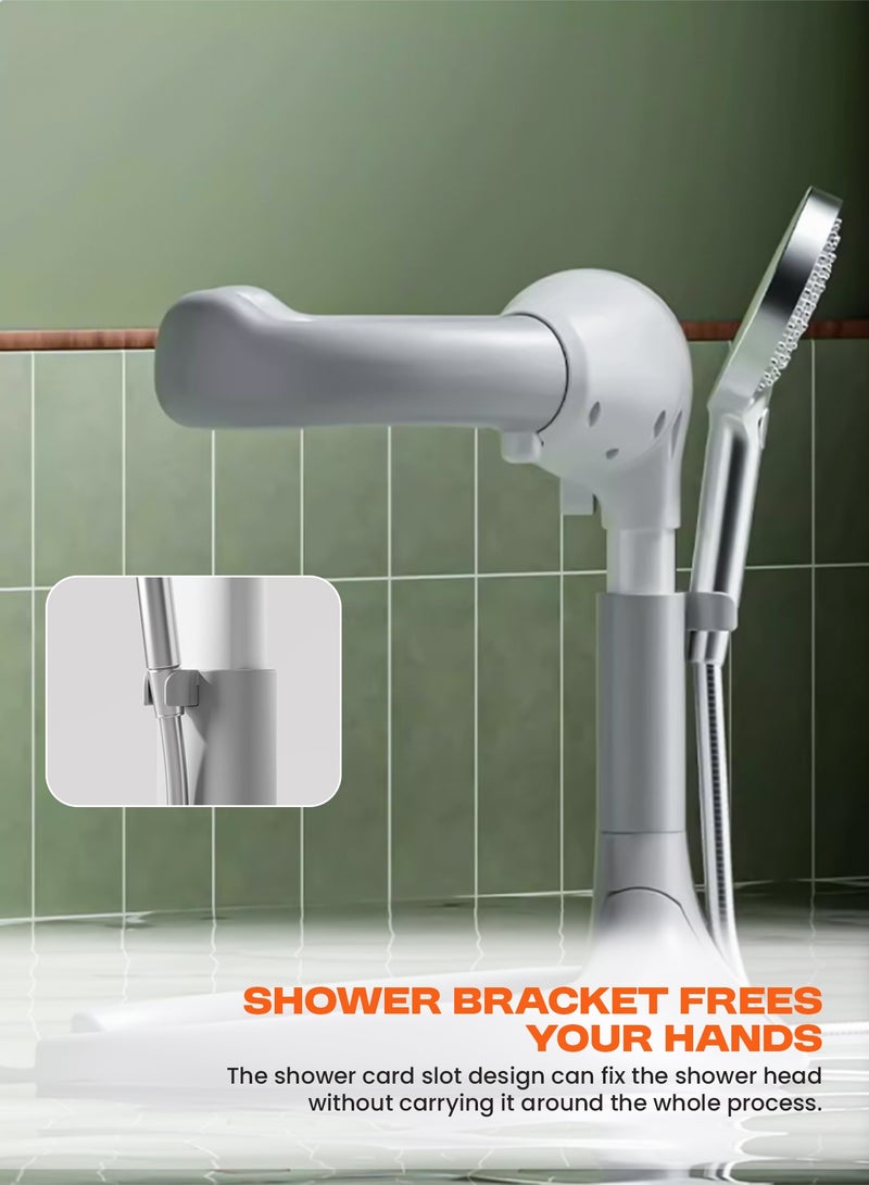 BAYBEE Foldable Baby Shower Stand with Huggable Bath Support, 5 level Adjustable Height, Anti Slip Base Portable Bath Helper for Infants & Toddlers Baby Bath Stand for Toddlers Baby Shower Stand Grey - Image 4