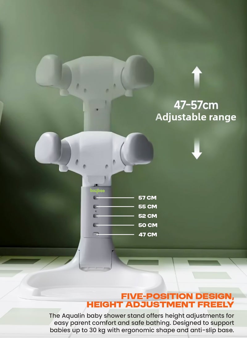 BAYBEE Foldable Baby Shower Stand with Huggable Bath Support, 5 level Adjustable Height, Anti Slip Base Portable Bath Helper for Infants & Toddlers Baby Bath Stand for Toddlers Baby Shower Stand Grey - Image 3