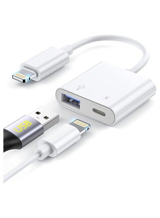 محول لايتنينج إلى USB وكاميرا – 2 في 1 مع منفذ شحن – يدعم الآيفون والآيباد – توصيل مباشر بدون إعداد – يدعم الفلاشة وقارئ الكروت - pzsku/ZF1F7304960E5AA14C4C9Z/45/1749543859/ce054652-1aa1-4191-8770-511a656daa57