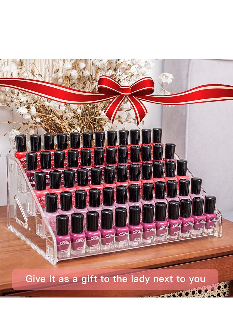SYOSI Nail Polish Organizer 5-Layer Acrylic Display Rack Strong Rack Eyeglasses Storage Essential Oils Holder Makeup Organizer for Organize and Storage Clear Essential Oil Shelf Stand Case - Image 4
