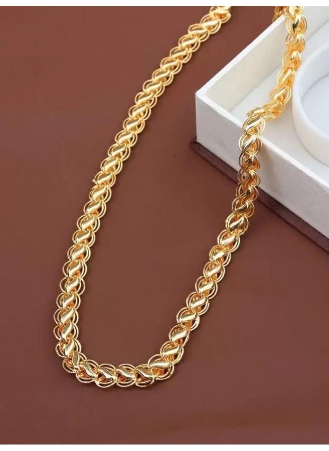 MEENAZ - MEENAZ Chain for Men Boys Husband gents boyfriend Stylish Gold Chain Golden Neck Chain for Men Stainless Steel Chains for Men Jewellery for Men Birthday Gift Anniversary fashion necklace-AM105 - Image 1
