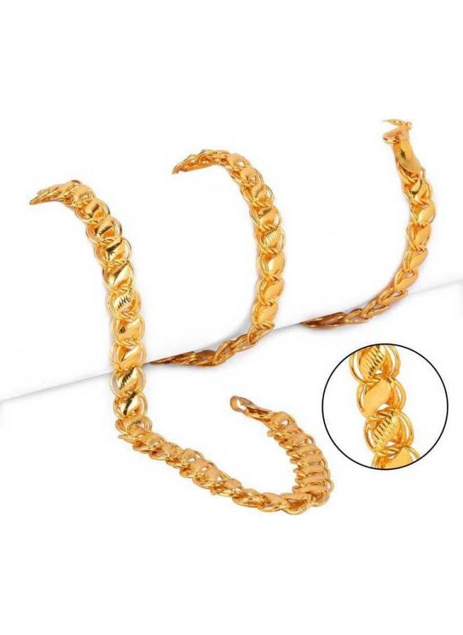 MEENAZ - MEENAZ Chain for Men Boys Husband gents boyfriend Stylish Gold Chain Golden Neck Chain for Men Stainless Steel Chains for Men Jewellery for Men Birthday Gift Anniversary fashion necklace-AM105 - Image 1