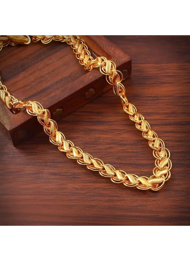 MEENAZ - MEENAZ Chain for Men Boys Husband gents boyfriend Stylish Gold Chain Golden Neck Chain for Men Stainless Steel Chains for Men Jewellery for Men Birthday Gift Anniversary fashion necklace-AM105 - Image 1