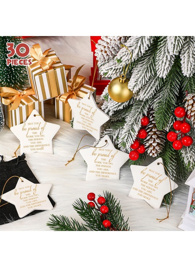 Sieral Sieral 30 Pieces Christmas Appreciation Gift for Women Star Shaped Ornaments Ceramics Hanging Plaque Keepsake Christmas Tree Ornaments for Team Employee Appreciation Nurse Teachers  - Image 4