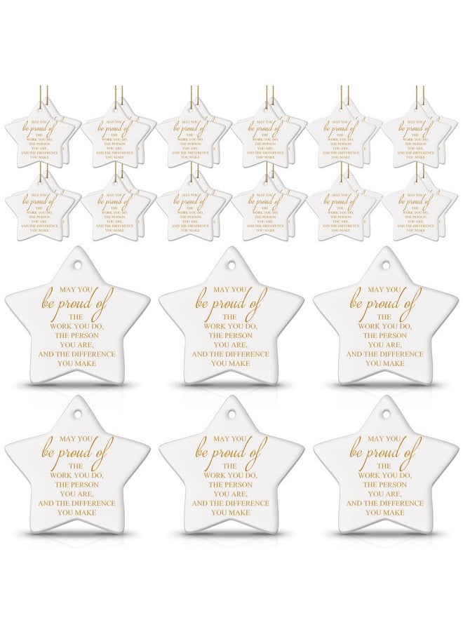 Sieral Sieral 30 Pieces Christmas Appreciation Gift for Women Star Shaped Ornaments Ceramics Hanging Plaque Keepsake Christmas Tree Ornaments for Team Employee Appreciation Nurse Teachers  - Image 1