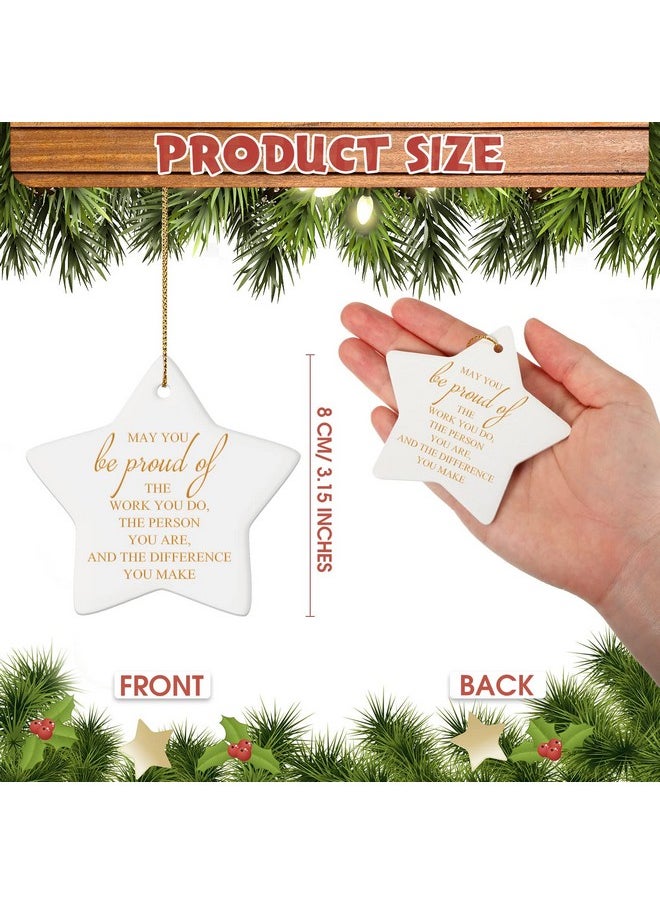 Sieral Sieral 30 Pieces Christmas Appreciation Gift for Women Star Shaped Ornaments Ceramics Hanging Plaque Keepsake Christmas Tree Ornaments for Team Employee Appreciation Nurse Teachers  - Image 2