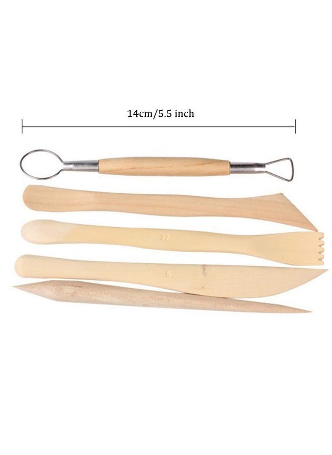 Teensery 5 Pcs Wooden Pottery Clay Sculpting Tools Double Ended Mini Modeling Carving Cutting Tools  - Image 2