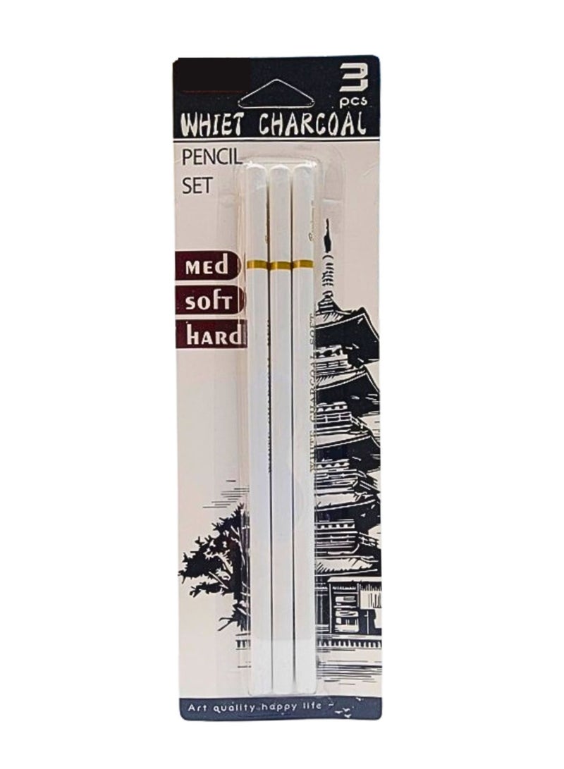 Generic Pencil Set Whiet Charcoal (Pack of 3)  - Image 1