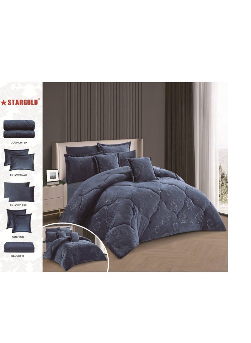 Stargold 8 Piece King Size comforter Set Soft Fabric Comforter Set For Bedroom Includes Comforter Bedsheet Pillow Sham Pillow Case & Cushion - Image 2