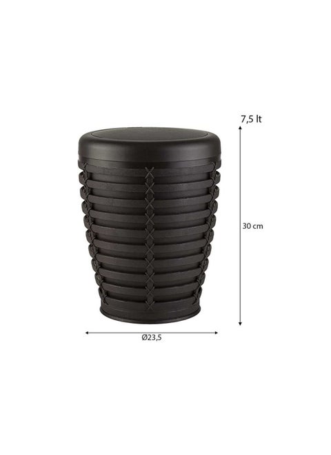 Palm basket trash can with swing lid can be for in your home under desk office bedroom bathroom 7 liter brown