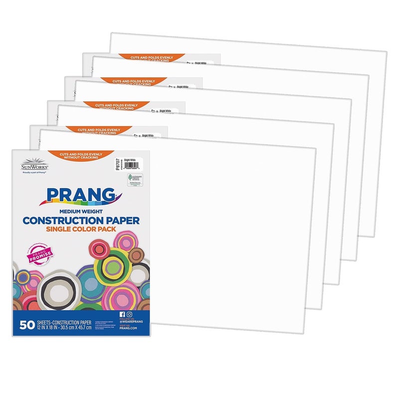 Prang SunWorks Construction Paper Bright White 12 x 18 50 Sheets Per Pack 5 Packs - Image 3