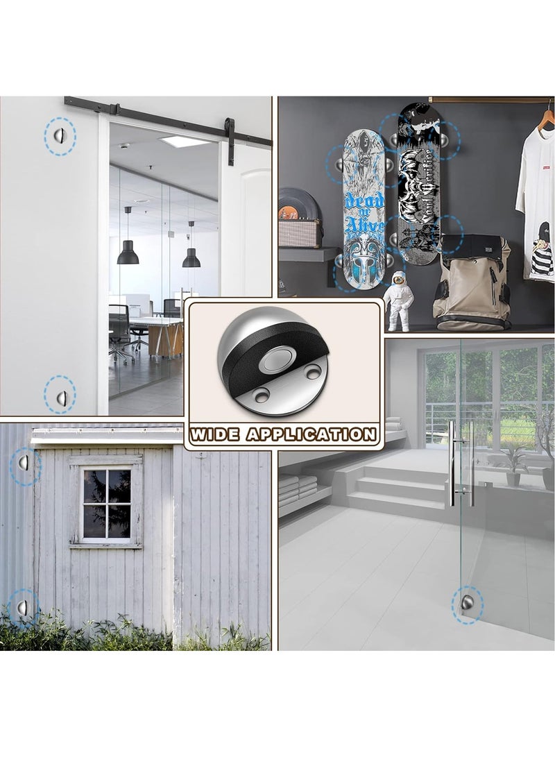 Door Stops 4 Pack Magnetic Door Stop Dome Shaped Stainless Steel Brushed Satin Nickel Door Stop Modern Soft Catch Mute Door Holder Doorstop for Hotel Home Restaurant Silver Ground Mount - Image 3