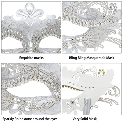 Coddsmz Masquerade Mask with Holding Stick Venetian Halloween Costume Mask Mardi Gras Mask for Womens Party - Image 4