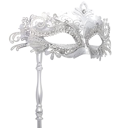 Coddsmz Masquerade Mask with Holding Stick Venetian Halloween Costume Mask Mardi Gras Mask for Womens Party - Image 1