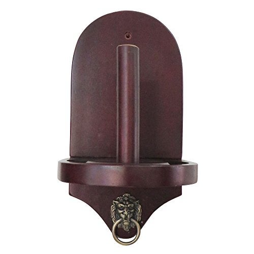 Hathaway Premier Wall-Mounted Cone Chalk Holder – Solid Hardwood Pool Chalk Holder with Decorative Lion Towel Ring, Easy Wall Installation – Includes Mounting Hardware – Mahogany Finish - Image 1