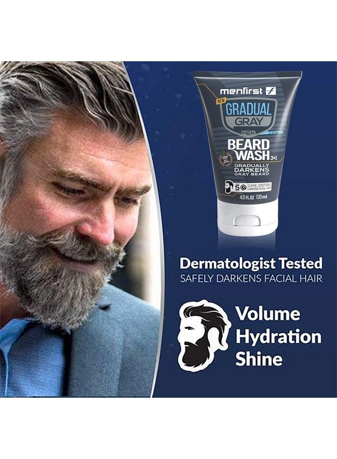 MENFIRST Gradual Gray Darkening Beard Wash Shampoo For Men Reduces White Beard Color 4.6 Oz - Image 4