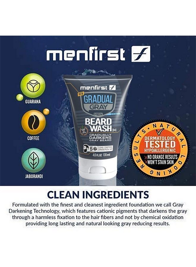 MENFIRST Gradual Gray Darkening Beard Wash Shampoo For Men Reduces White Beard Color 4.6 Oz - Image 3