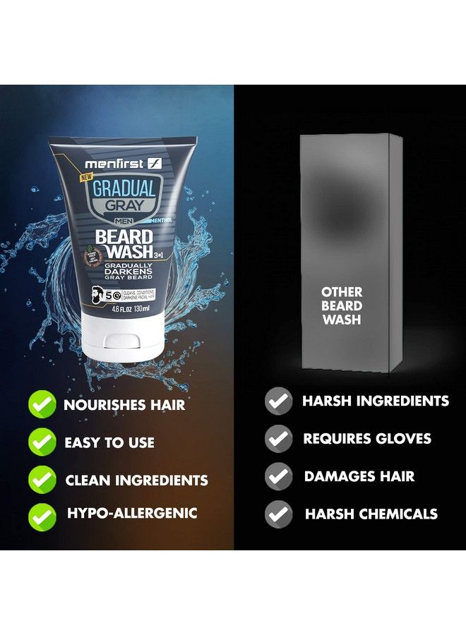 MENFIRST Gradual Gray Darkening Beard Wash Shampoo For Men Reduces White Beard Color 4.6 Oz - Image 5