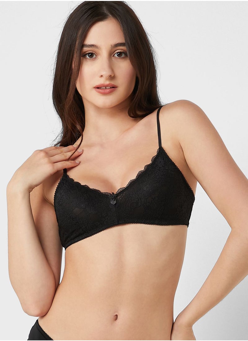 Cotton On Body - Lace Trim Triangle Bralette - Image 1