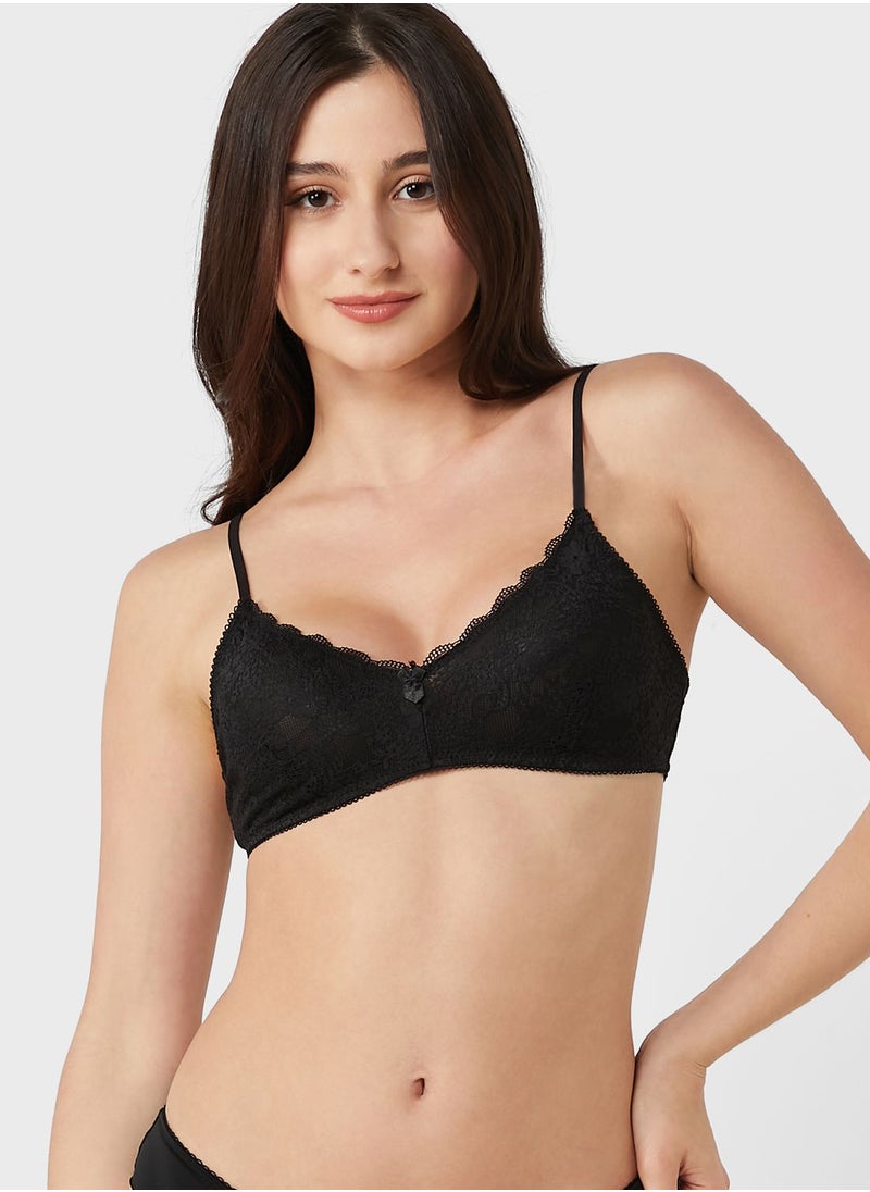 Cotton On Body - Lace Trim Triangle Bralette - Image 1