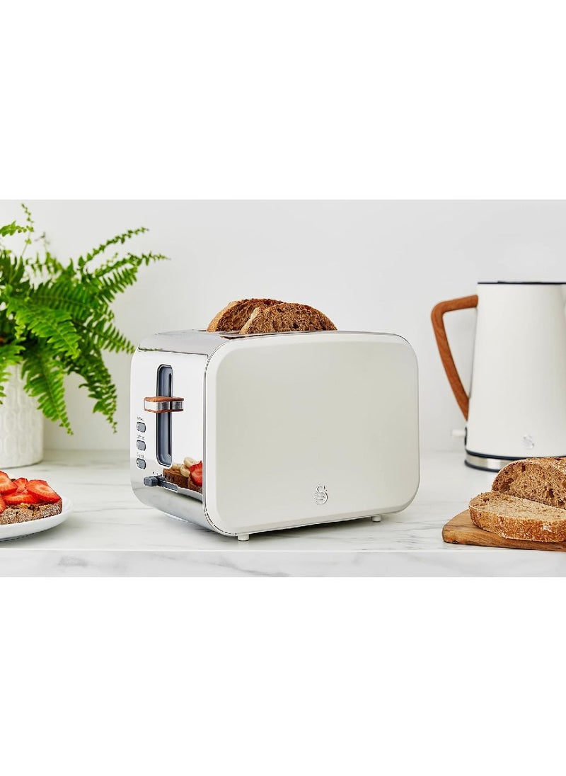 Swan - Swan ST14610WHTN Nordic 2-Slice Toaster with Defrost/Reheat/Cancel Functions, Cord Storage, 900W, White - Image 1