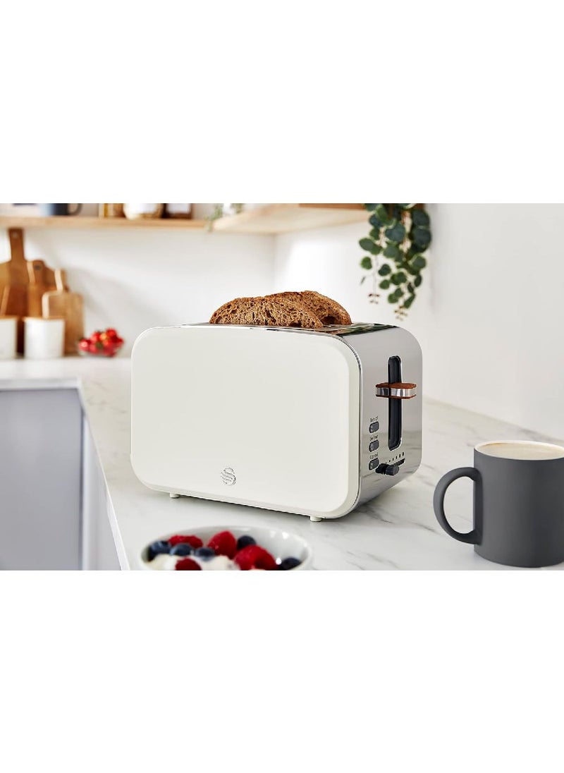Swan - Swan ST14610WHTN Nordic 2-Slice Toaster with Defrost/Reheat/Cancel Functions, Cord Storage, 900W, White - Image 1