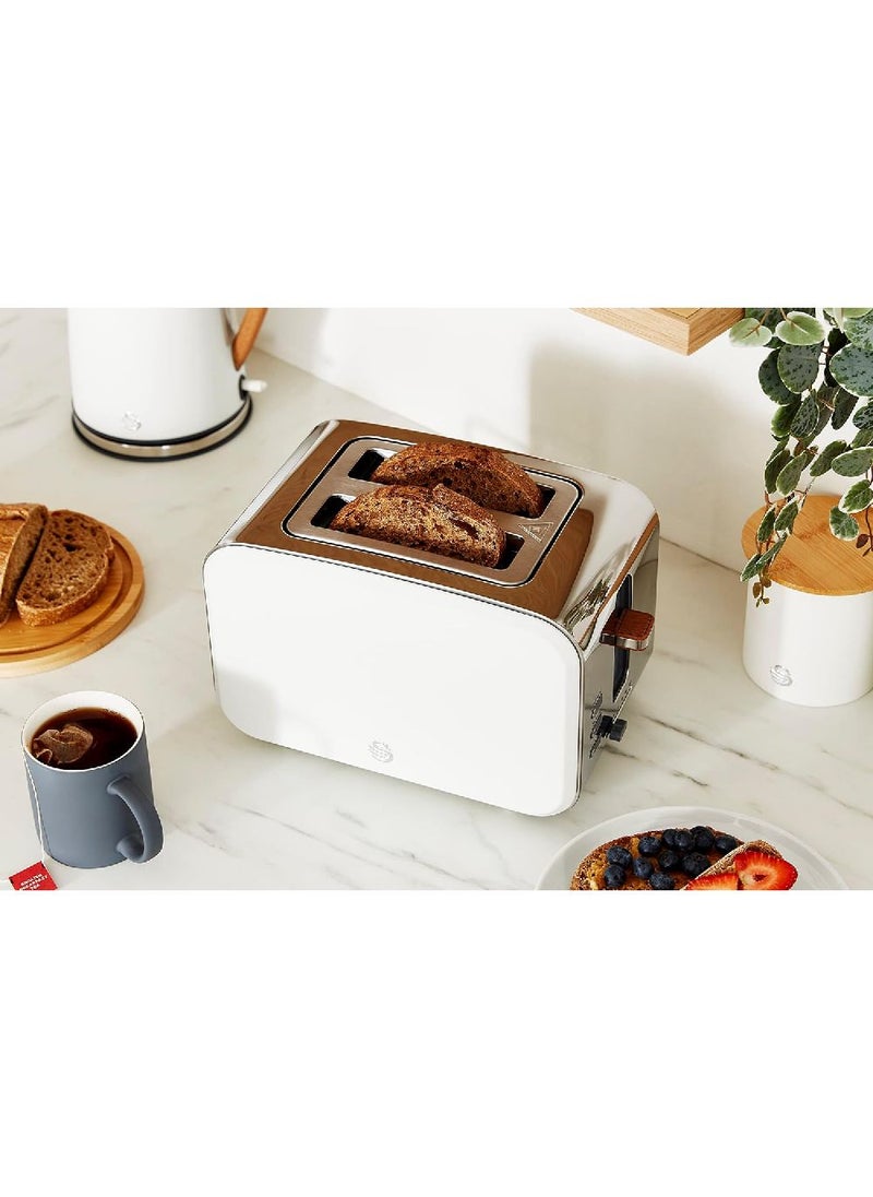 Swan - Swan ST14610WHTN Nordic 2-Slice Toaster with Defrost/Reheat/Cancel Functions, Cord Storage, 900W, White - Image 1