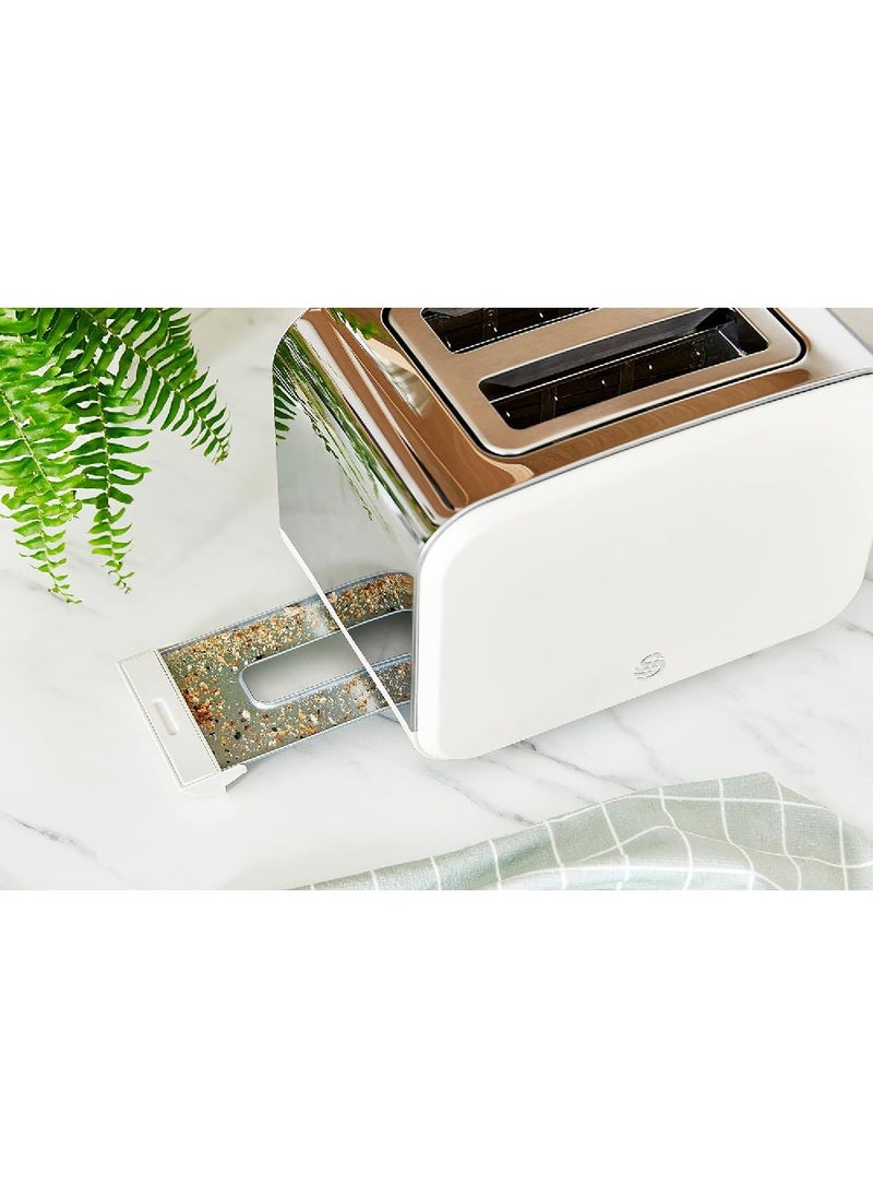 Swan - Swan ST14610WHTN Nordic 2-Slice Toaster with Defrost/Reheat/Cancel Functions, Cord Storage, 900W, White - Image 1