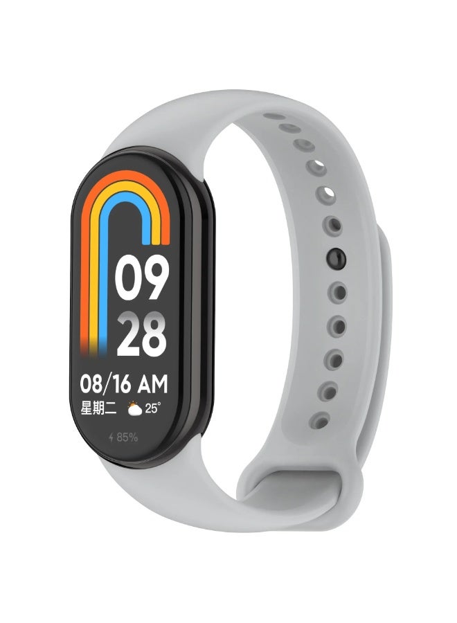 Band Compatible with Xiaomi Mi band 9 / Xiaomi Mi band 8 Replacement Strap, Silicone Skin-Friendly Wrist Strap Adjustable Sports Wristbands for Women Men (Grey)