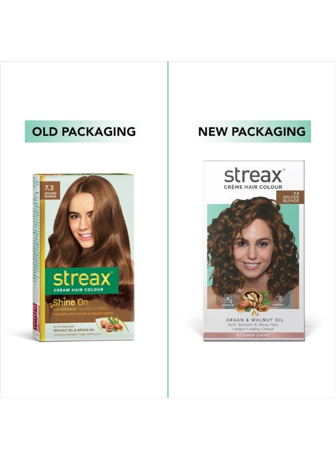 ستريكس صبغة شعر دائمة من ستريكس، تغطية 100% للشعر الرمادي، غنية بزيت الأرغان والجوز، لون شعر كريمي يدوم طويلاً للنساء، لون شعر أشقر، 7.3 أشقر ذهبي، 120 مل، عبوة من قطعة واحدة - Image 2