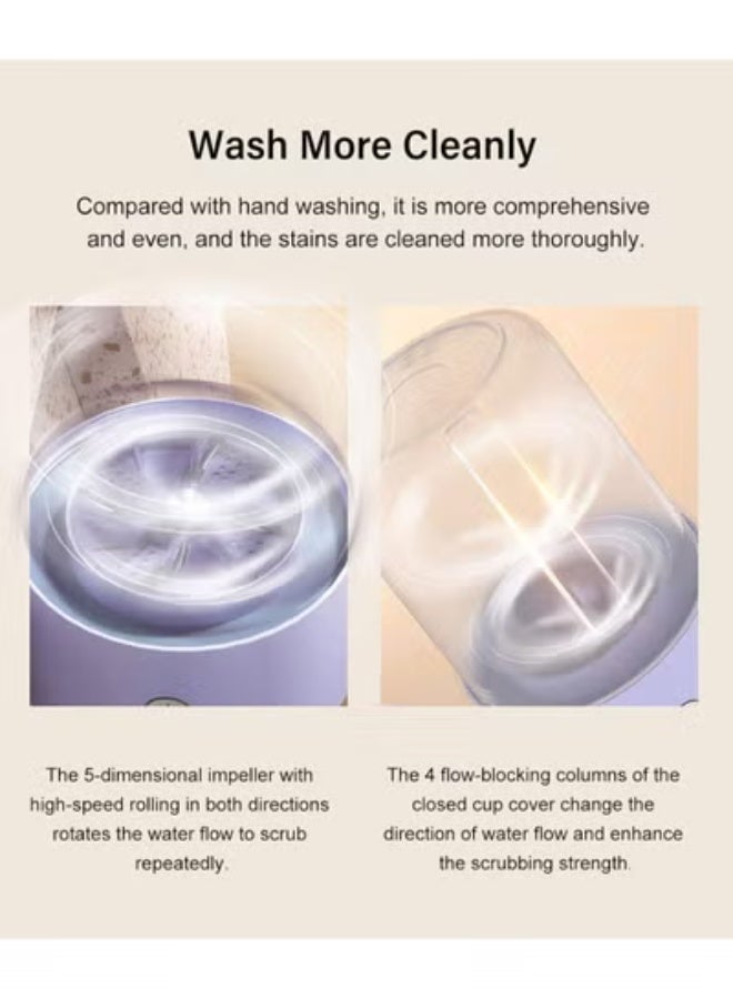 جاجيك Wireless Mini Underwear Washing Machine 1L, Portable USB-Powered Washer for Socks, Lingerie, Baby Clothes & Travel Laundry, Compact Deep Cleaning Device for Small Spaces – Purple  - Image 3