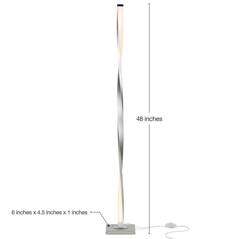Brightech Helix LED Bright Floor Lamp for Living Rooms & Bedrooms, 48" Tall Pole Lamp, Dimmable Standing Lamp - Platinum Silver - Image 3