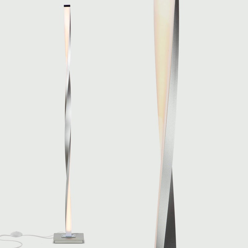 Brightech Helix LED Bright Floor Lamp for Living Rooms & Bedrooms, 48" Tall Pole Lamp, Dimmable Standing Lamp - Platinum Silver - Image 5