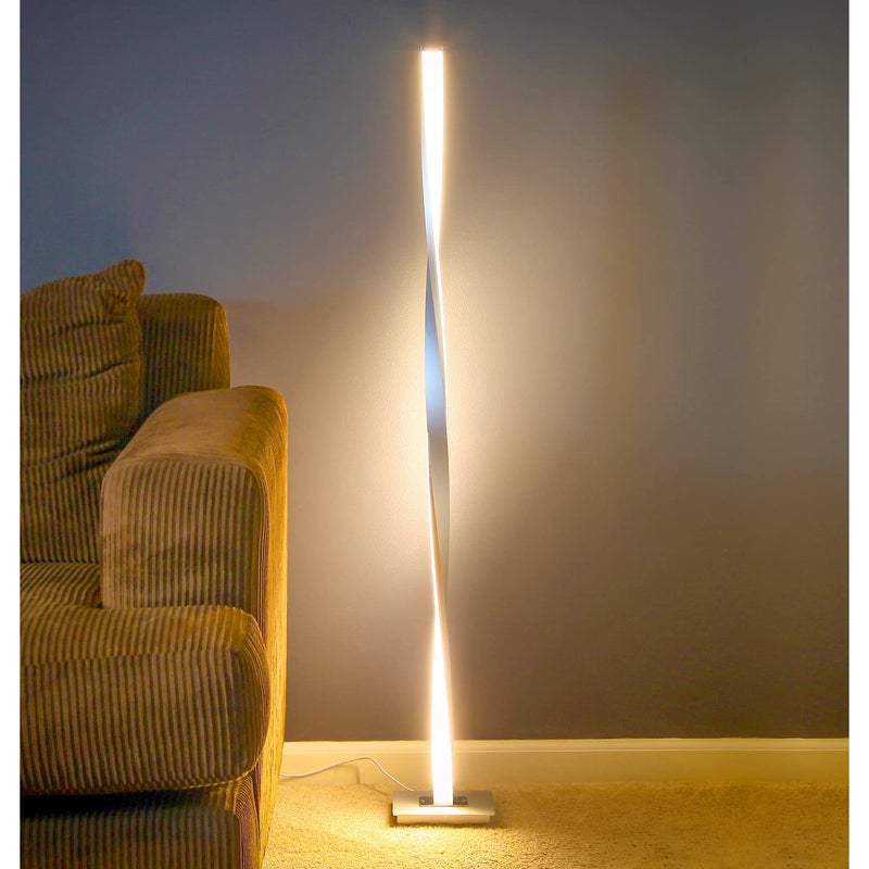 Brightech Helix LED Bright Floor Lamp for Living Rooms & Bedrooms, 48" Tall Pole Lamp, Dimmable Standing Lamp - Platinum Silver - Image 4