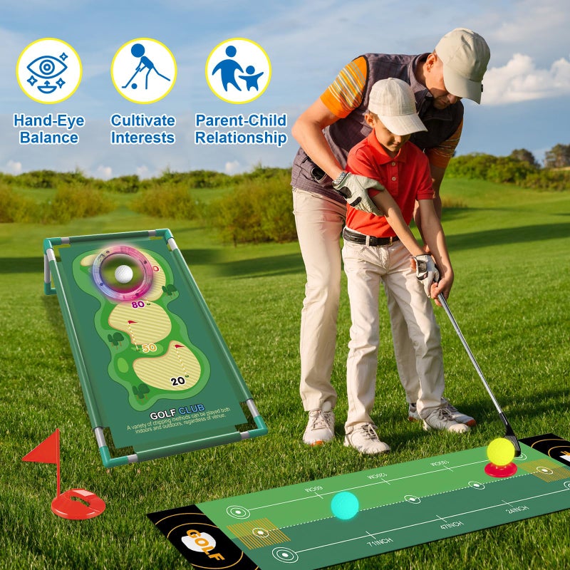 نوادي Okyuk Kids Golf Golf Golf مع لعبة Golf Cornhole 10 Golf Ball 3 Golf Club تم ترقية لعبة التمرين الداخلي في الهواء الطلق لـ 3 4 5 6 7 8 - Image 2
