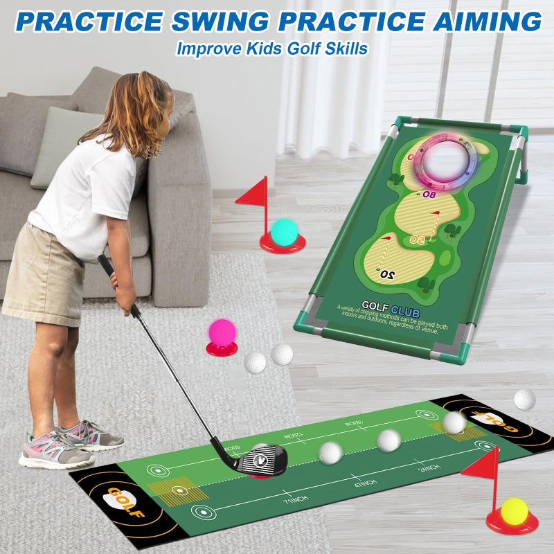 نوادي Okyuk Kids Golf Golf Golf مع لعبة Golf Cornhole 10 Golf Ball 3 Golf Club تم ترقية لعبة التمرين الداخلي في الهواء الطلق لـ 3 4 5 6 7 8 - Image 4