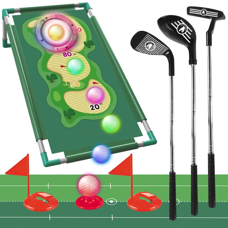 نوادي Okyuk Kids Golf Golf Golf مع لعبة Golf Cornhole 10 Golf Ball 3 Golf Club تم ترقية لعبة التمرين الداخلي في الهواء الطلق لـ 3 4 5 6 7 8 - Image 1