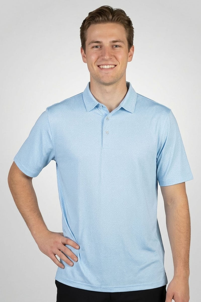 Greg Norman Men Sportswear Fit Short Sleeves Training Polo Shirt, Light Blue - Image 1