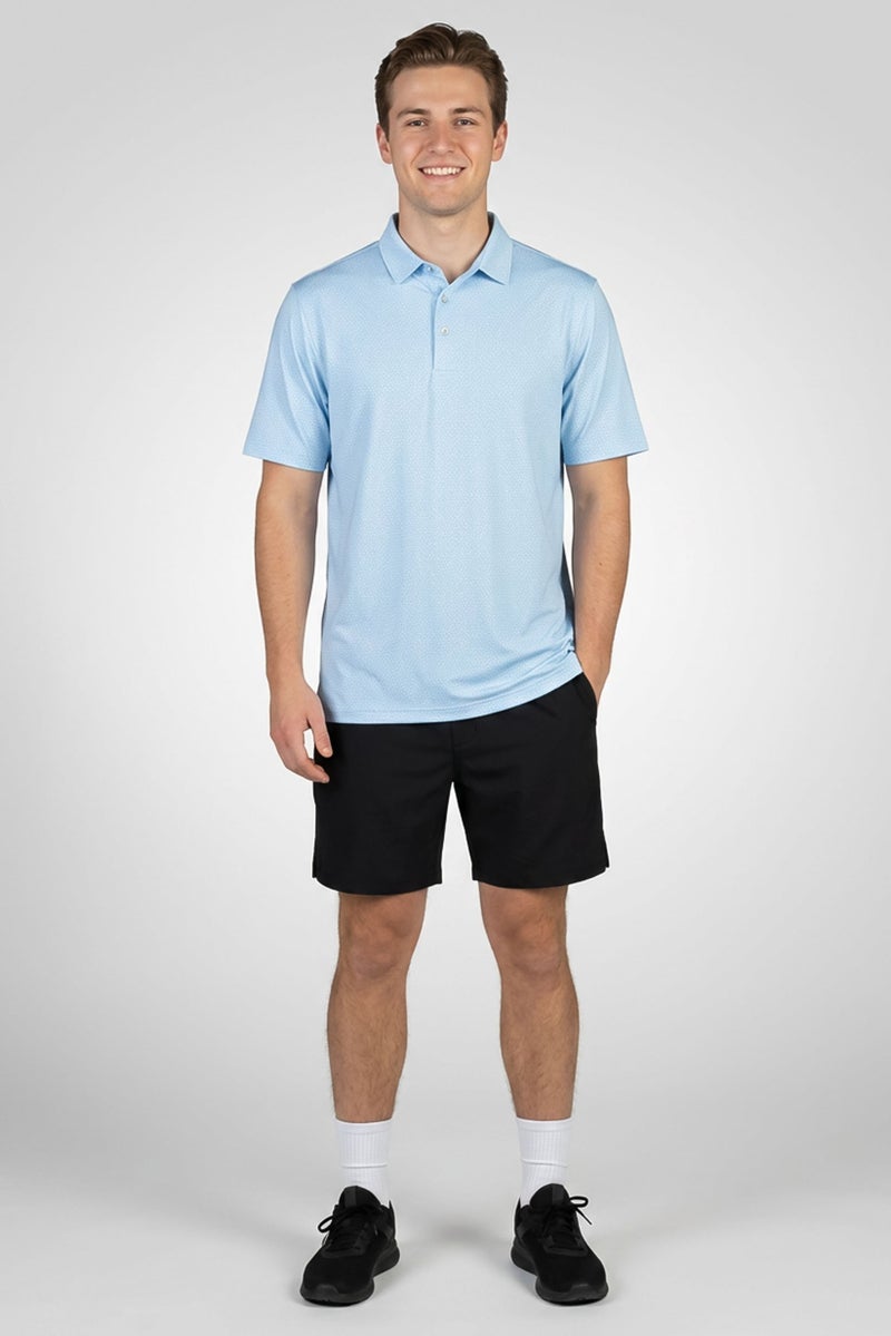 Greg Norman Men Sportswear Fit Short Sleeves Training Polo Shirt, Light Blue - Image 2