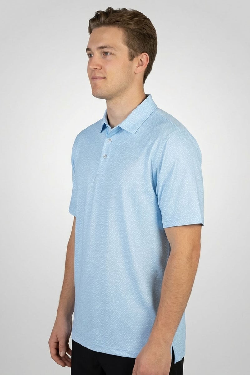 Greg Norman Men Sportswear Fit Short Sleeves Training Polo Shirt, Light Blue - Image 3