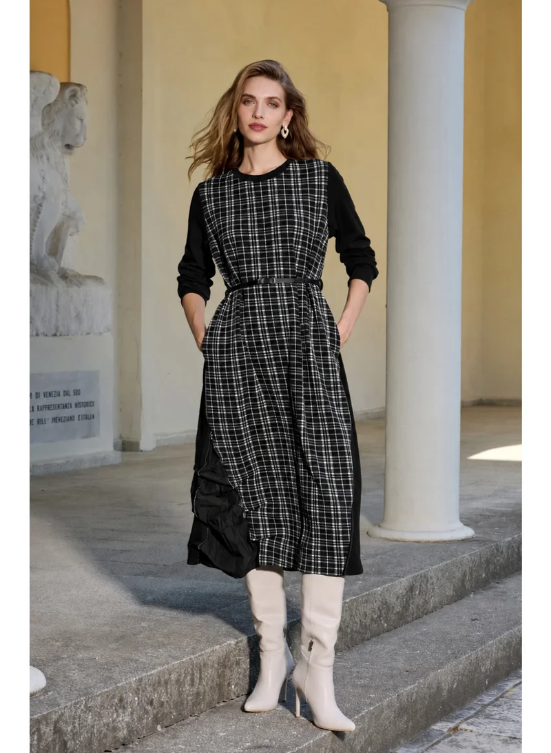 MissWhence Plaid/Checkered Pattern Dress with Gathered/Ruched Sides
