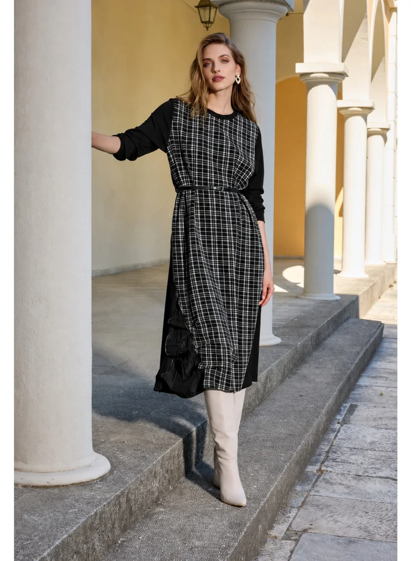 MissWhence Plaid/Checkered Pattern Dress with Gathered/Ruched Sides